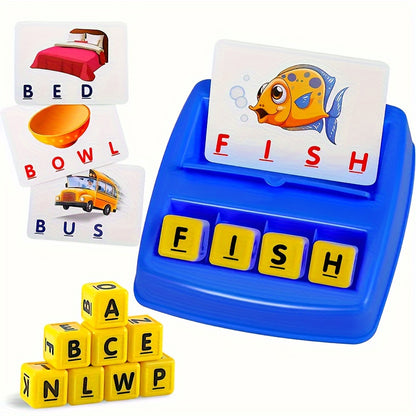 Educational Spelling Flash Cards for Learning Vocabulary with Letter Blocks