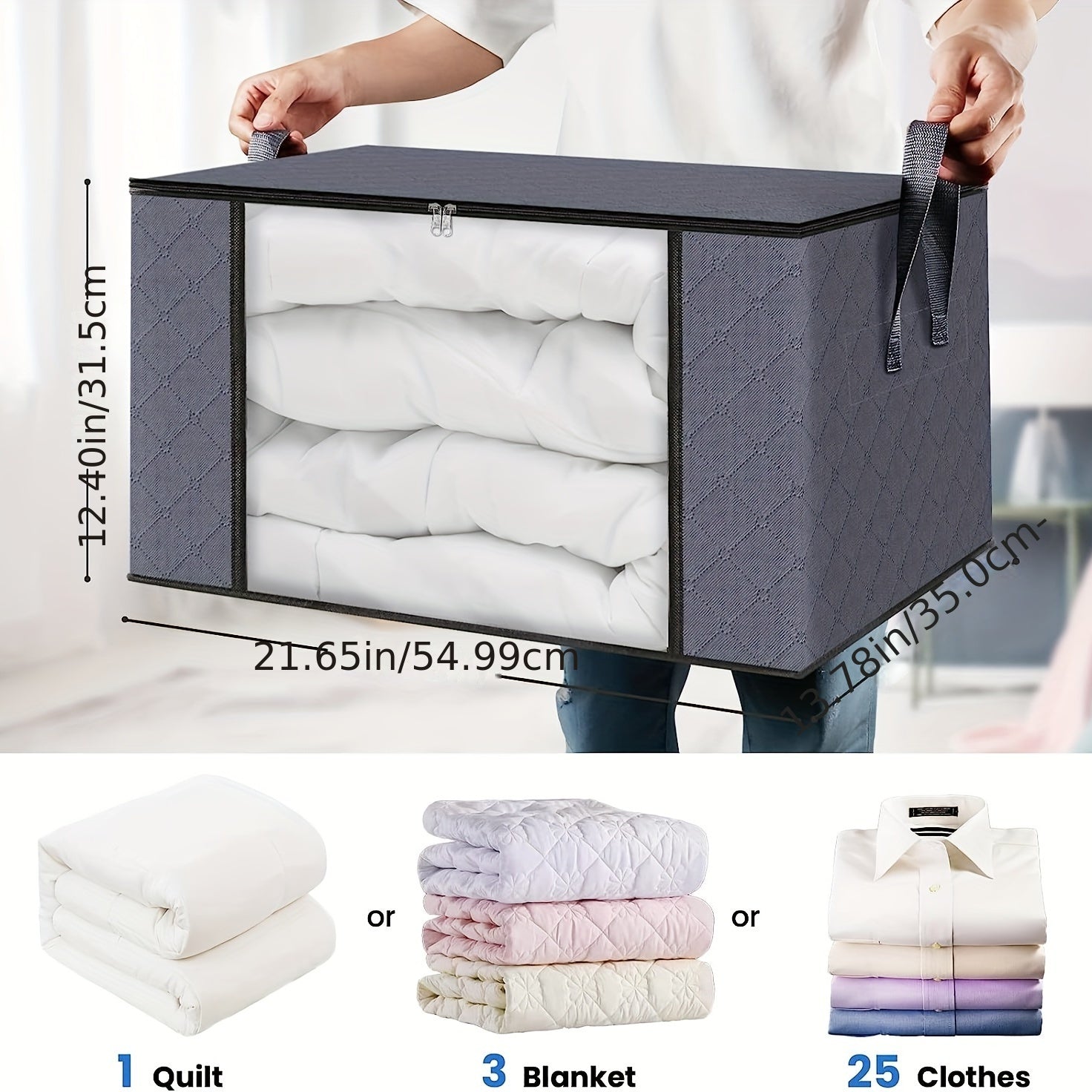 3pcs Large Foldable Fabric Storage Boxes