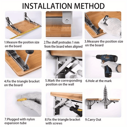 Heavy-Duty Adjustable Folding Brackets 2pcs