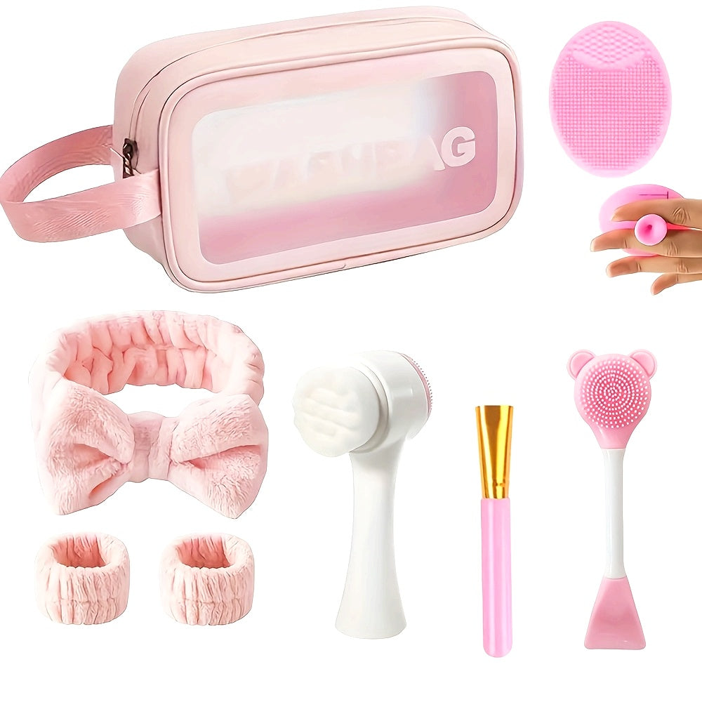 8pcs Makeup Bag + Deep Cleansing Facial Care Set