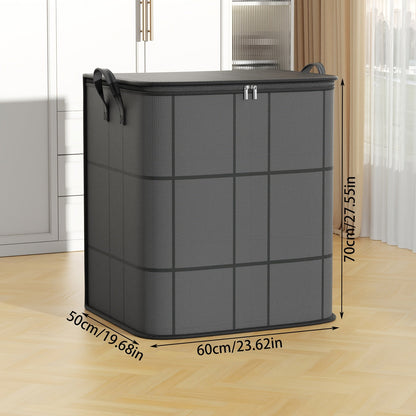 1pc Large Capacity Black Storage Bag with Zipper - Durable Non - Woven Fabric, Clear Window for Easy Viewing, Sturdy Handles & Reinforced Stitching, Perfect for Bedding, Clothes, Toys & More, Clothes Organizer Storage - HazMarket