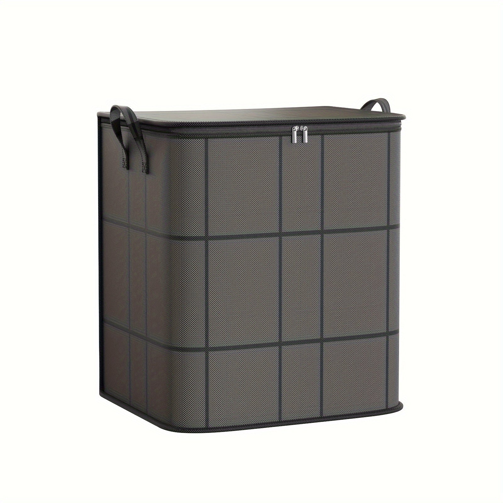 1pc Large Capacity Black Storage Bag with Zipper - Durable Non - Woven Fabric, Clear Window for Easy Viewing, Sturdy Handles & Reinforced Stitching, Perfect for Bedding, Clothes, Toys & More, Clothes Organizer Storage - HazMarket