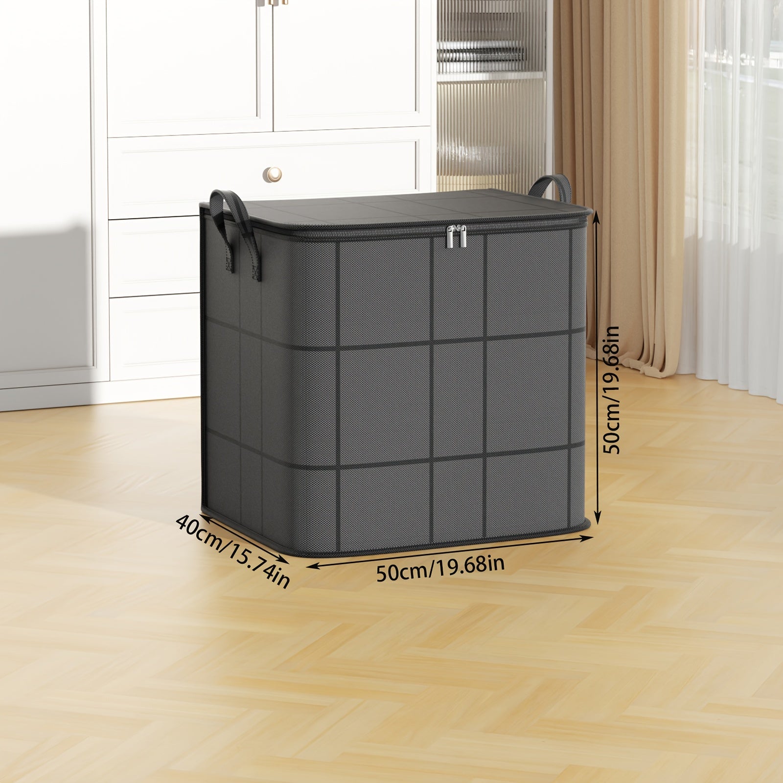 1pc Large Capacity Black Storage Bag with Zipper - Durable Non - Woven Fabric, Clear Window for Easy Viewing, Sturdy Handles & Reinforced Stitching, Perfect for Bedding, Clothes, Toys & More, Clothes Organizer Storage - HazMarket