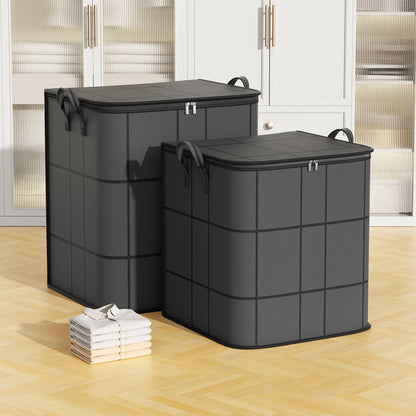 1pc Large Capacity Black Storage Bag with Zipper - Durable Non - Woven Fabric, Clear Window for Easy Viewing, Sturdy Handles & Reinforced Stitching, Perfect for Bedding, Clothes, Toys & More, Clothes Organizer Storage - HazMarket