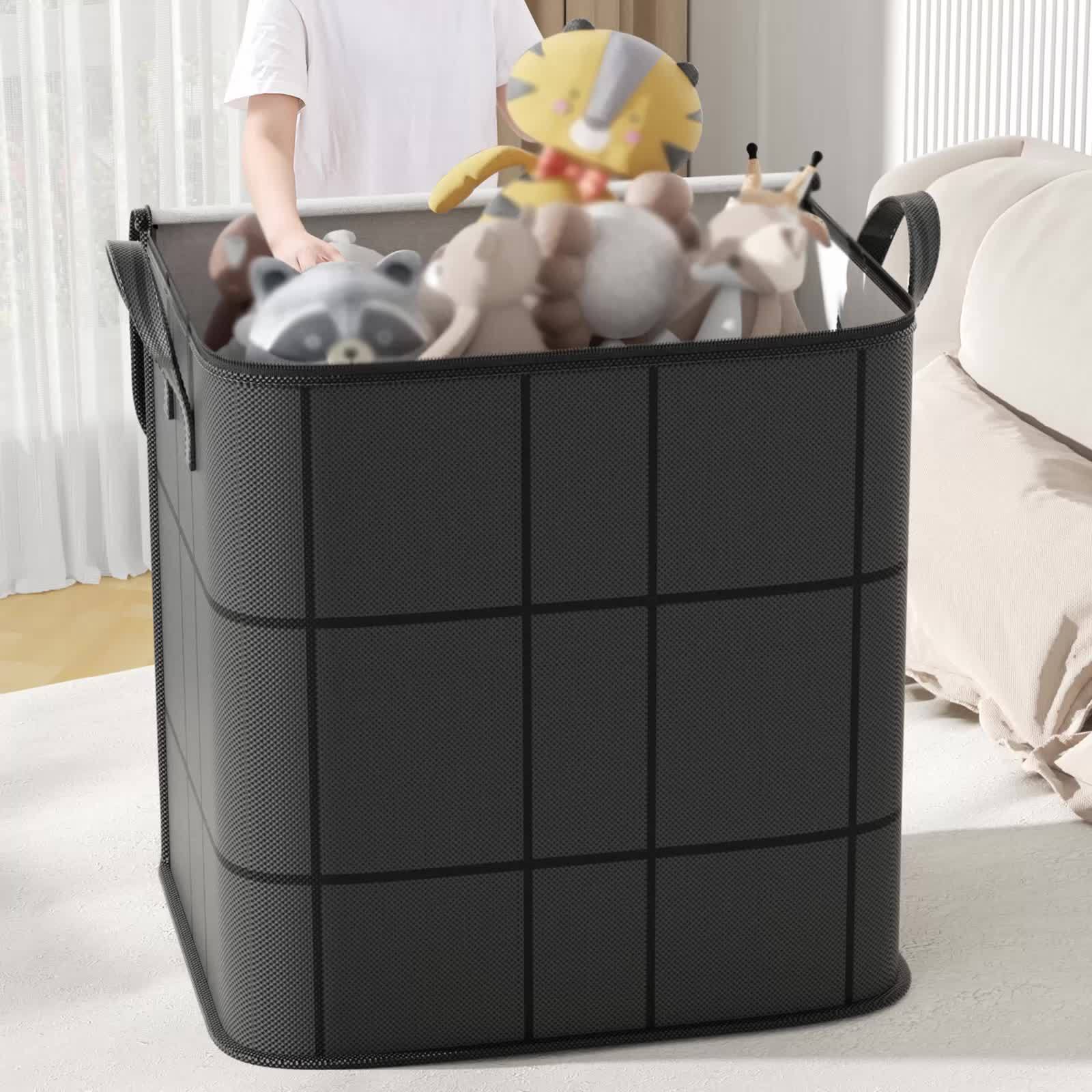1pc Large Capacity Black Storage Bag with Zipper - Durable Non - Woven Fabric, Clear Window for Easy Viewing, Sturdy Handles & Reinforced Stitching, Perfect for Bedding, Clothes, Toys & More, Clothes Organizer Storage - HazMarket