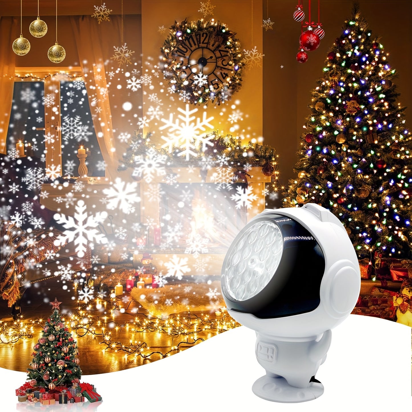 USB-Powered LED Snowflake & Christmas Tree Projector Light