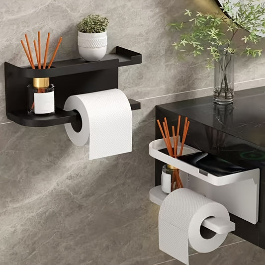 Modern & Wall-Mounted Toilet Paper Holder with Storage Shelf