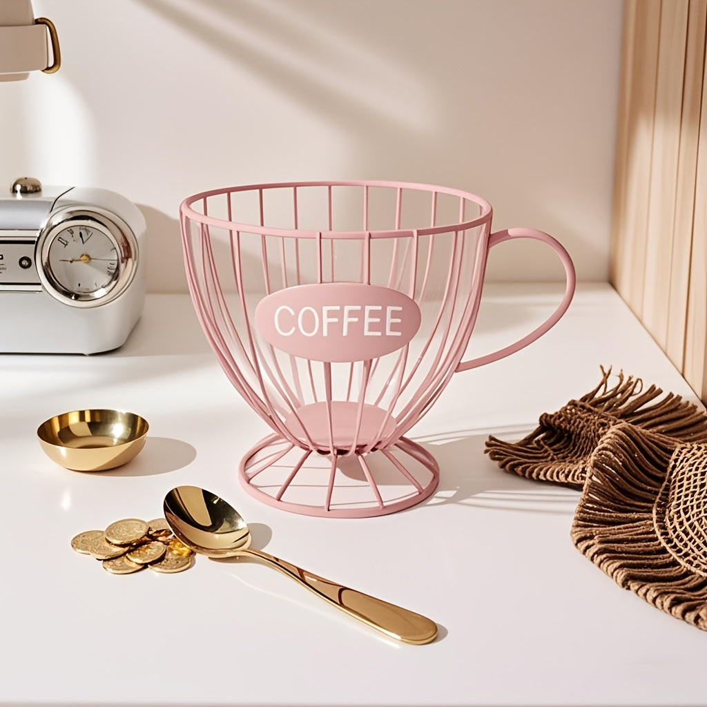 Coffee Capsule Storage Basket with Iron Frame Base