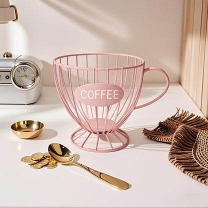 Coffee Capsule Storage Basket with Iron Frame Base