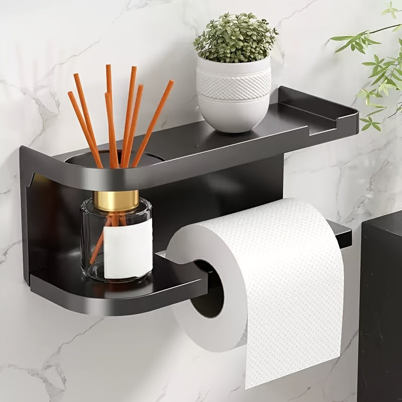 Modern & Wall-Mounted Toilet Paper Holder with Storage Shelf