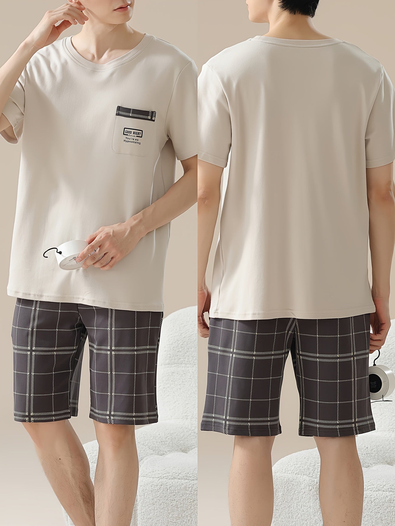 2 Pcs Short Sleeve T-Shirts & Shorts Pajama Sets