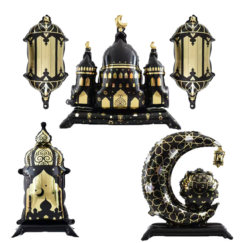 5pcs Ramadan Castle Lantern and Moon Balloon Set