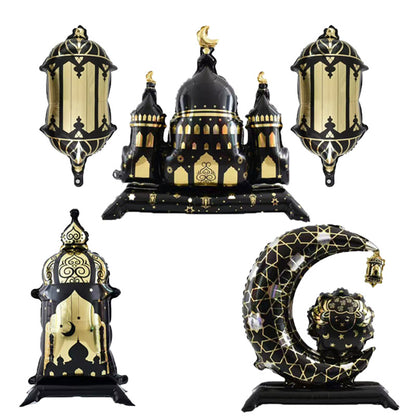 5pcs Ramadan Castle Lantern and Moon Balloon Set