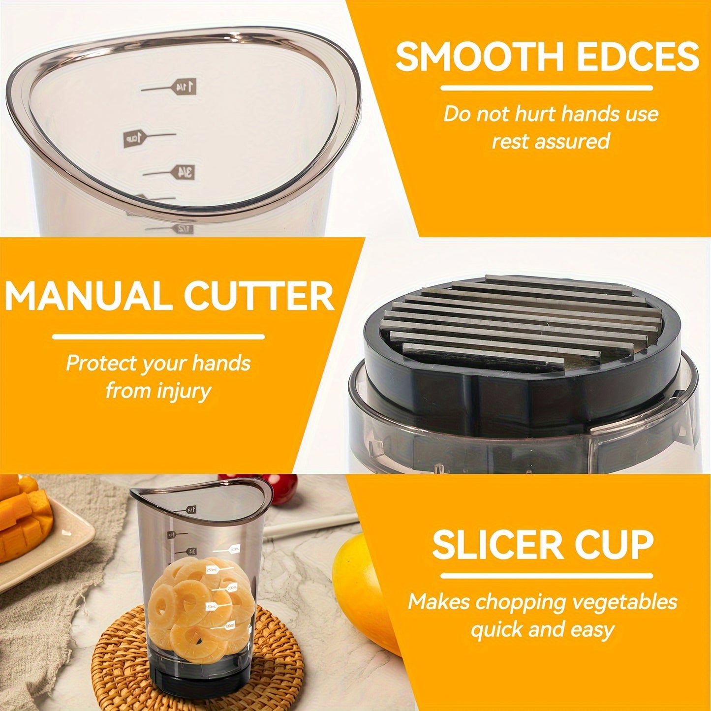 Heavy-Duty Manual Vegetable Chopper with Built-in Measurement Cup