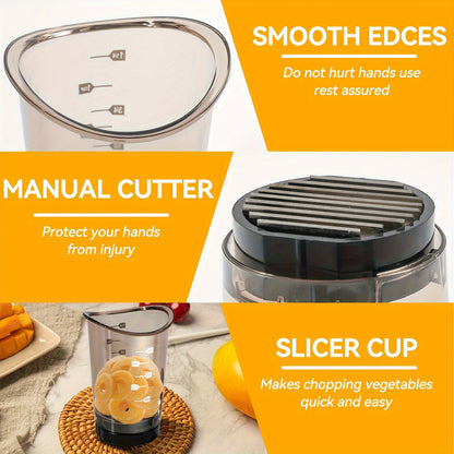 Heavy-Duty Manual Vegetable Chopper with Built-in Measurement Cup