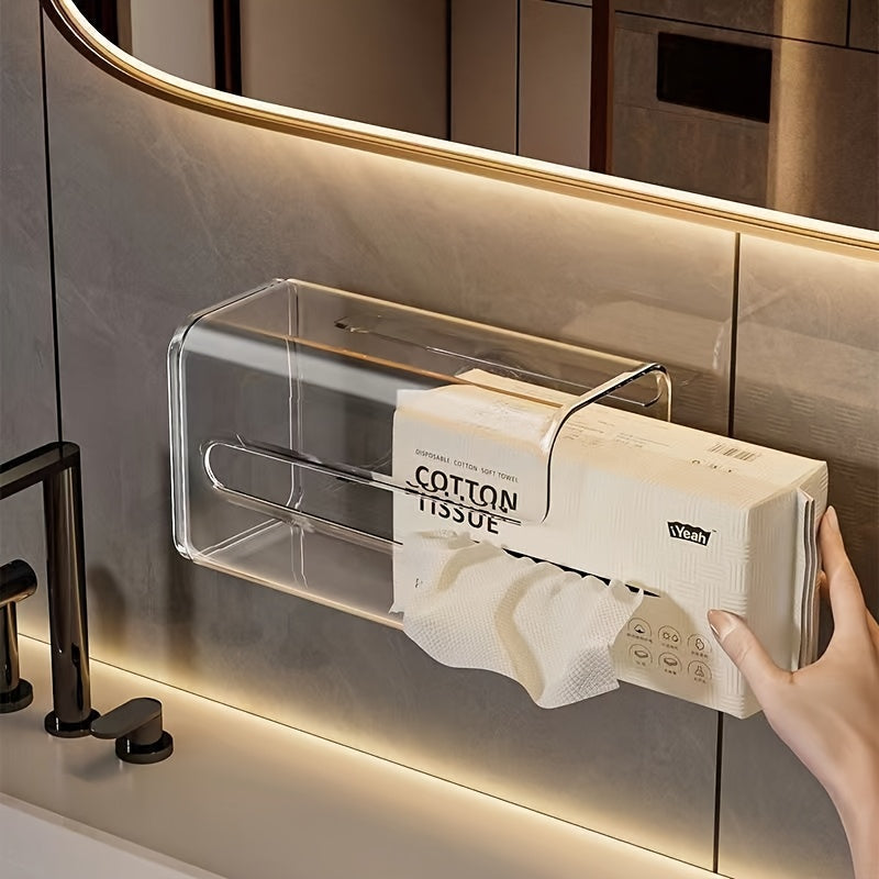 Clear Acrylic Wall-Mounted Tissue Box Holder