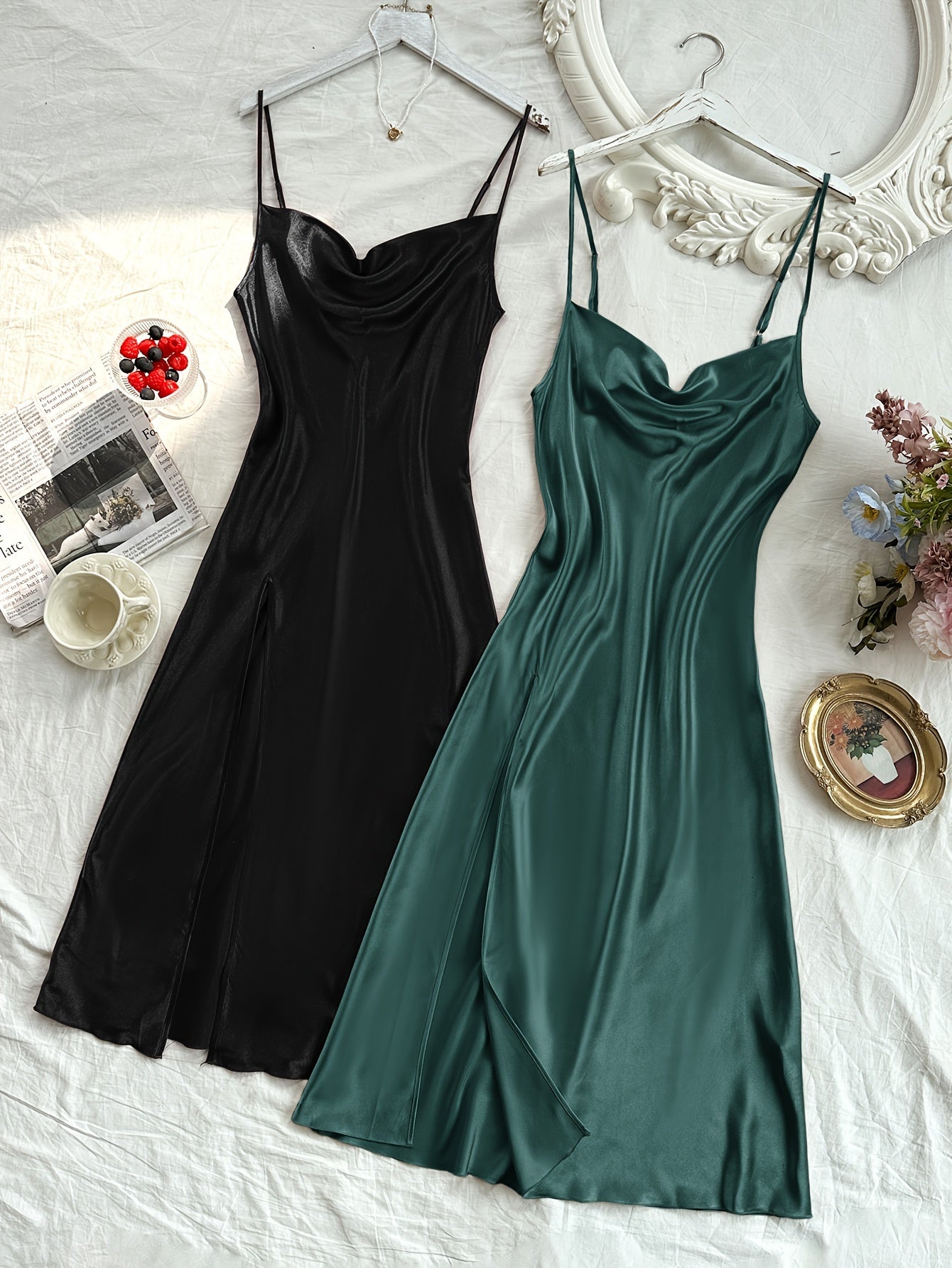 2 Pcs Elegant Midi Slip Dress