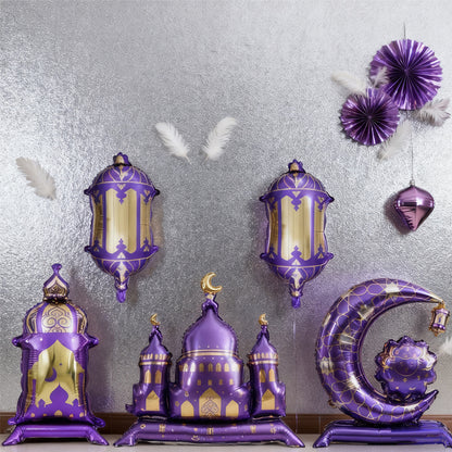 5pcs Ramadan Castle Lantern and Moon Balloon Set