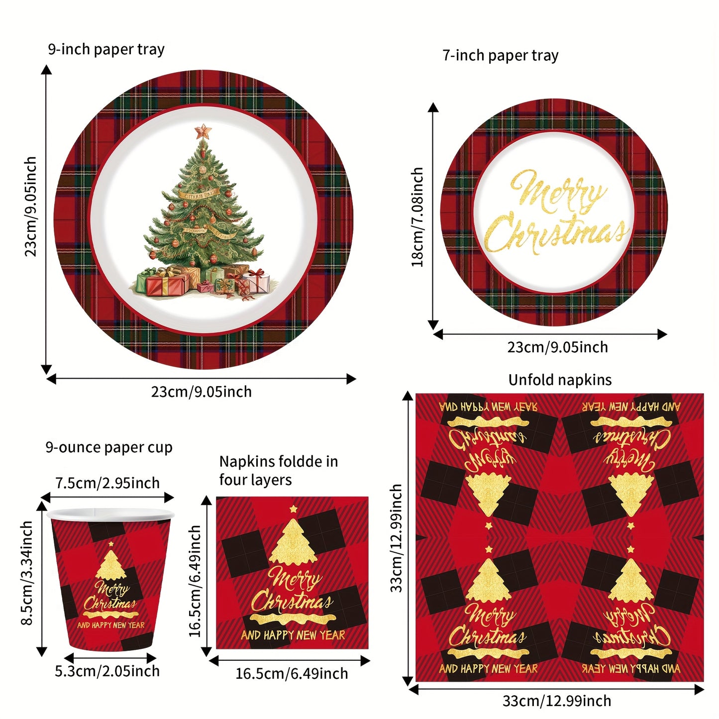 50pcs of Christmas-themed Tableware Set