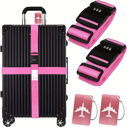 2pcs Premium Luggage Strap with Anti - Theft & 2pcs Travel ID Tags - HazMarket