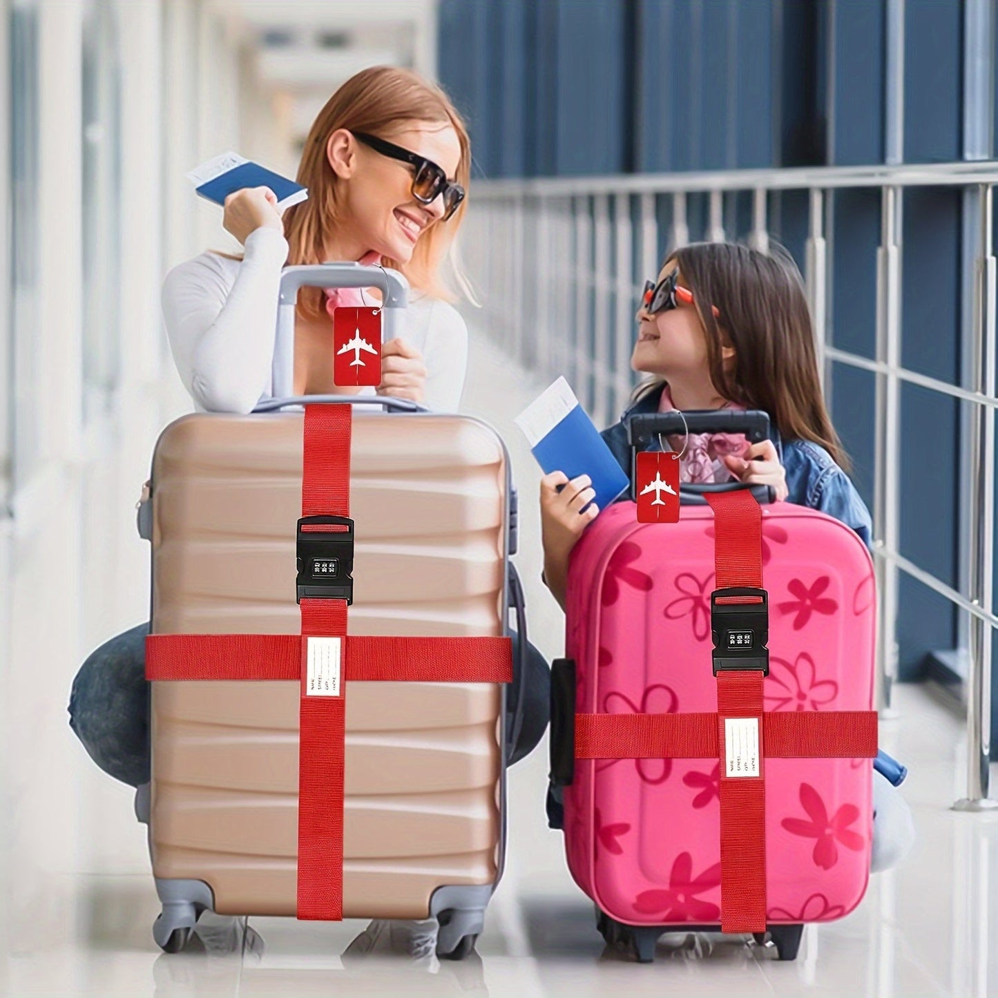 2pcs Premium Luggage Strap with Anti - Theft & 2pcs Travel ID Tags - HazMarket
