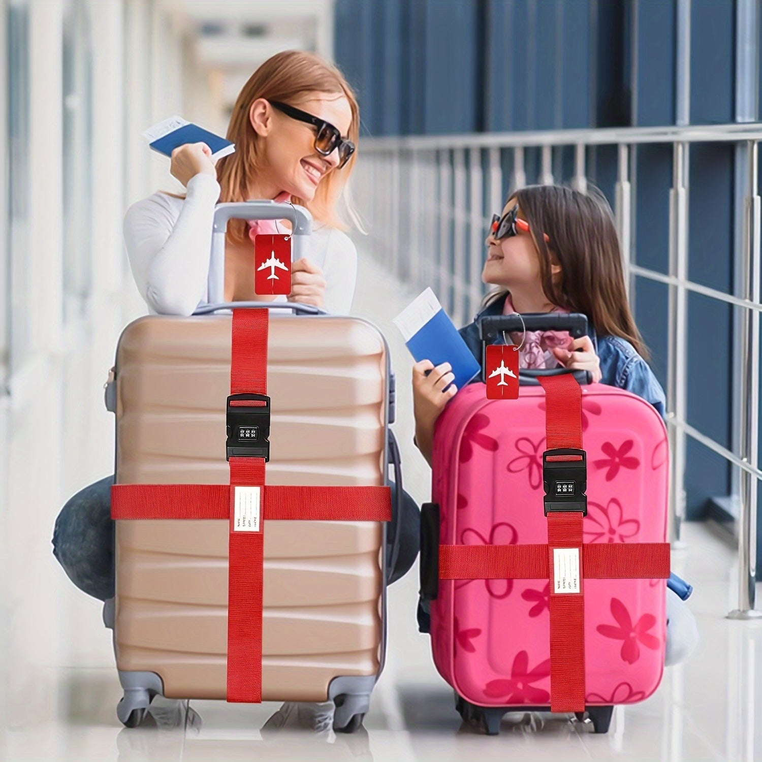 2pcs Premium Luggage Strap with Anti - Theft & 2pcs Travel ID Tags - HazMarket