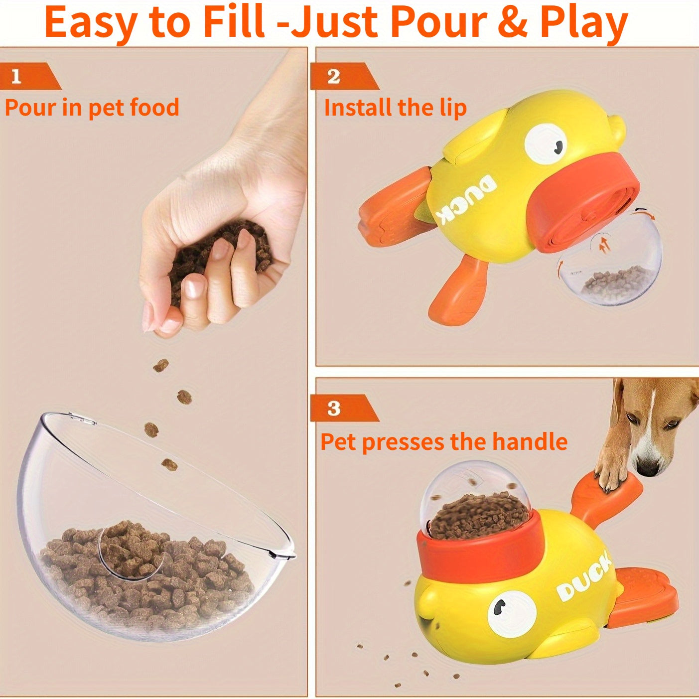 Duck-Shaped Interactive Slow Feeder Dog Food Dispenser