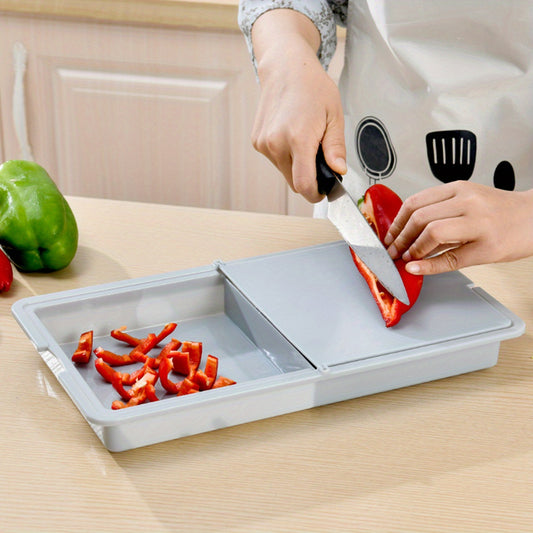 3-in-1 Integrated Cutting Board with Built-in Drain Basket & Storage Box