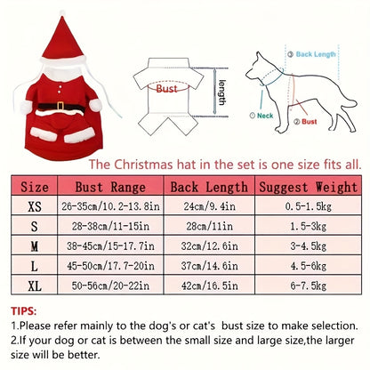 Festive Santa Claus Pet Costume Set