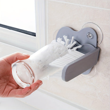 2-in-1 Manual Glass & Bottle Brush Cleaner with Suction