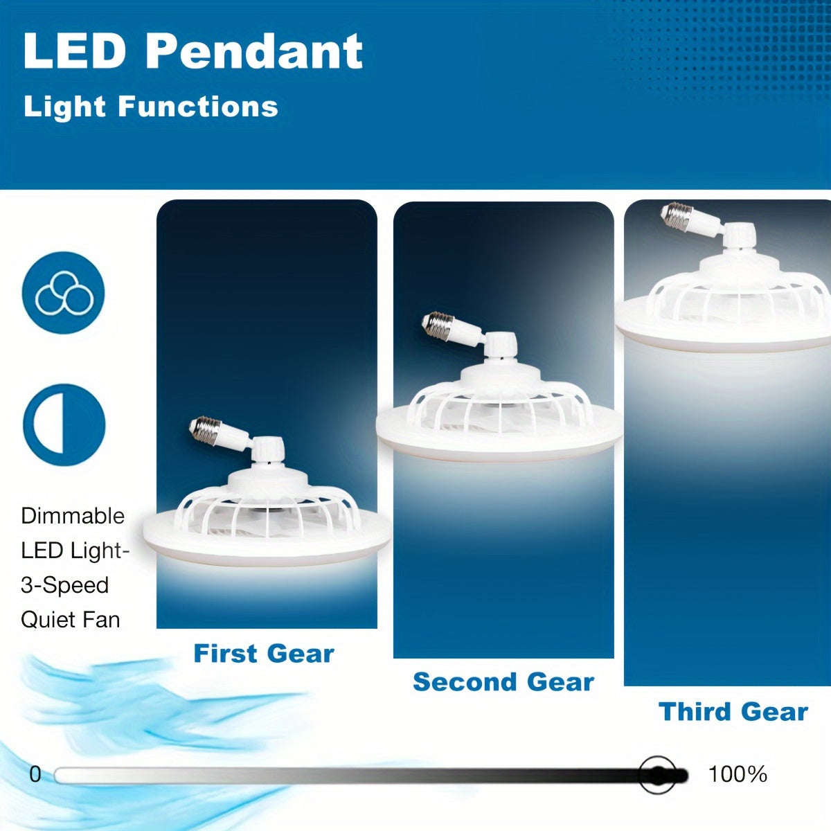 Quiet 50W LED Ceiling Fan Light with Remote Control