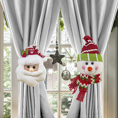 2pcs Santa Claus & Snowman Curtain Clips