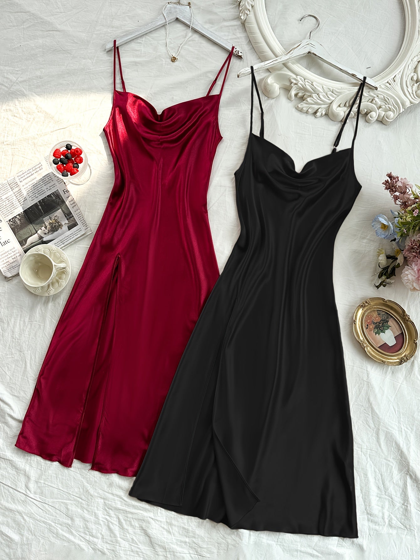 2 Pcs Elegant Midi Slip Dress