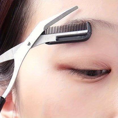 Stainless Steel Eyebrow Trimming Scissors with Comb
