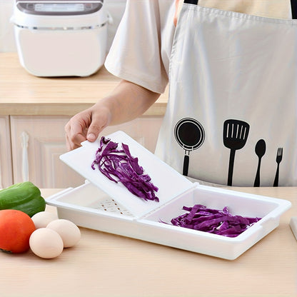 3-in-1 Integrated Cutting Board with Built-in Drain Basket & Storage Box