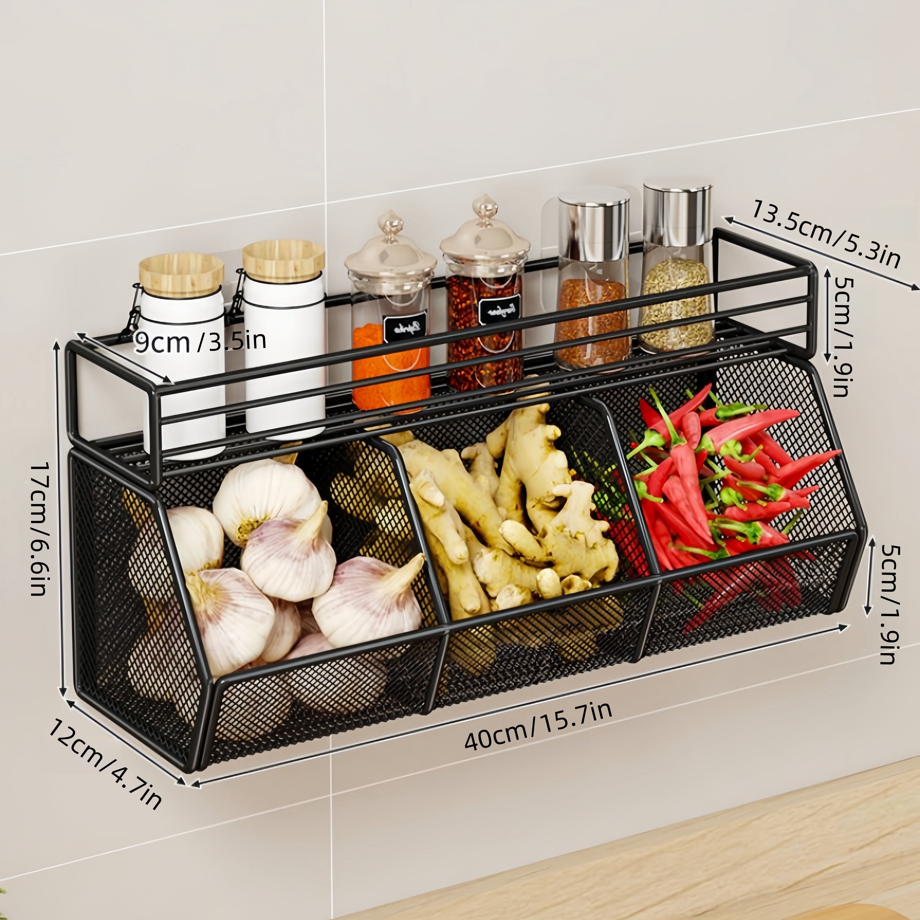 Metal Kitchen Wall-Mounted Storage Basket