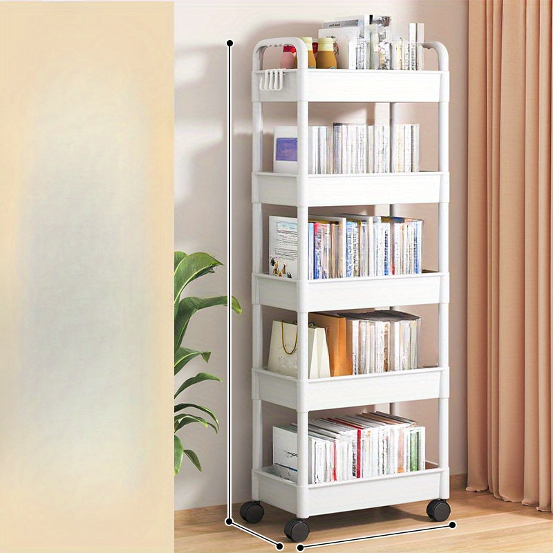 5-Tier Plastic Storage Cart with Heavy-Duty Shelves & Easy-Move Design