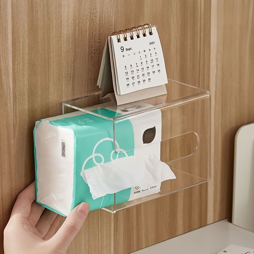 Clear Acrylic Wall-Mounted Tissue Box Holder
