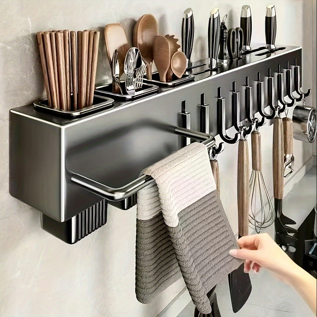 Premium Carbon Steel Wall-Mounted Kitchen Organizer Rack