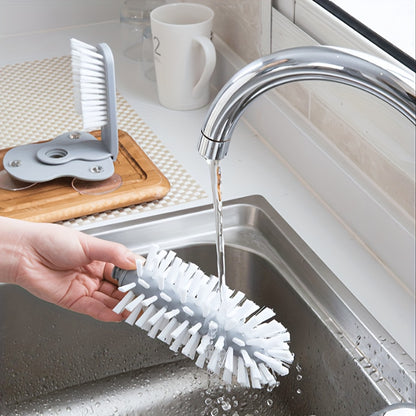2-in-1 Manual Glass & Bottle Brush Cleaner with Suction