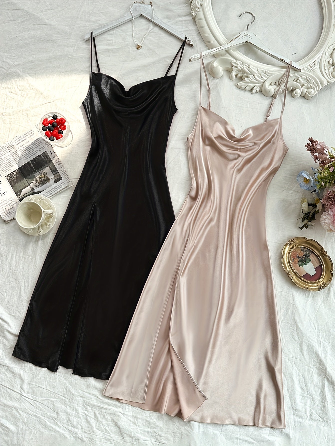 2 Pcs Elegant Midi Slip Dress