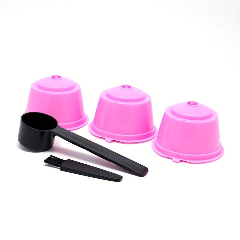 3Pcs Fit For Dolce Gusto Coffee Filter Cup Reusable Coffee Capsule Filters For With Spoon Brush - HazMarket
