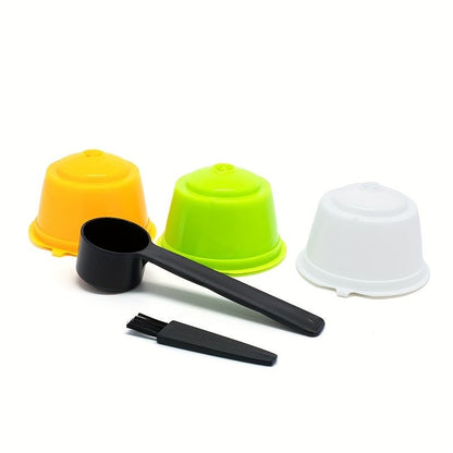 3Pcs Fit For Dolce Gusto Coffee Filter Cup Reusable Coffee Capsule Filters For With Spoon Brush - HazMarket