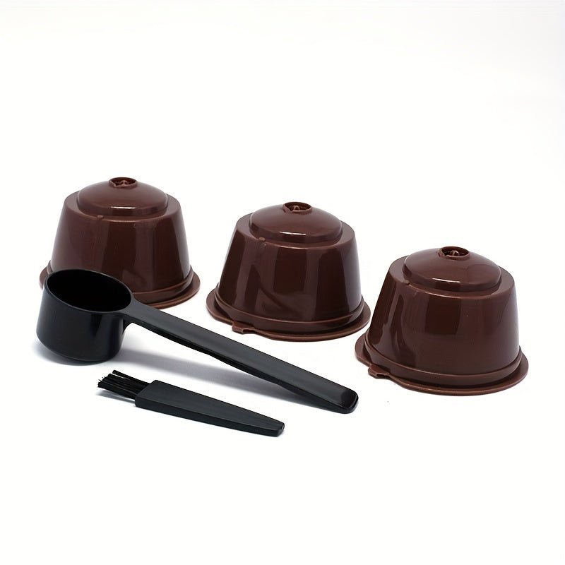 3Pcs Fit For Dolce Gusto Coffee Filter Cup Reusable Coffee Capsule Filters For With Spoon Brush - HazMarket