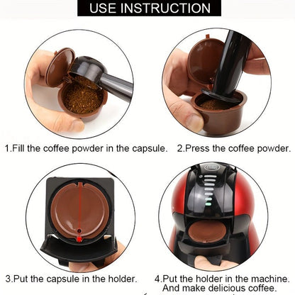 3Pcs Fit For Dolce Gusto Coffee Filter Cup Reusable Coffee Capsule Filters For With Spoon Brush - HazMarket