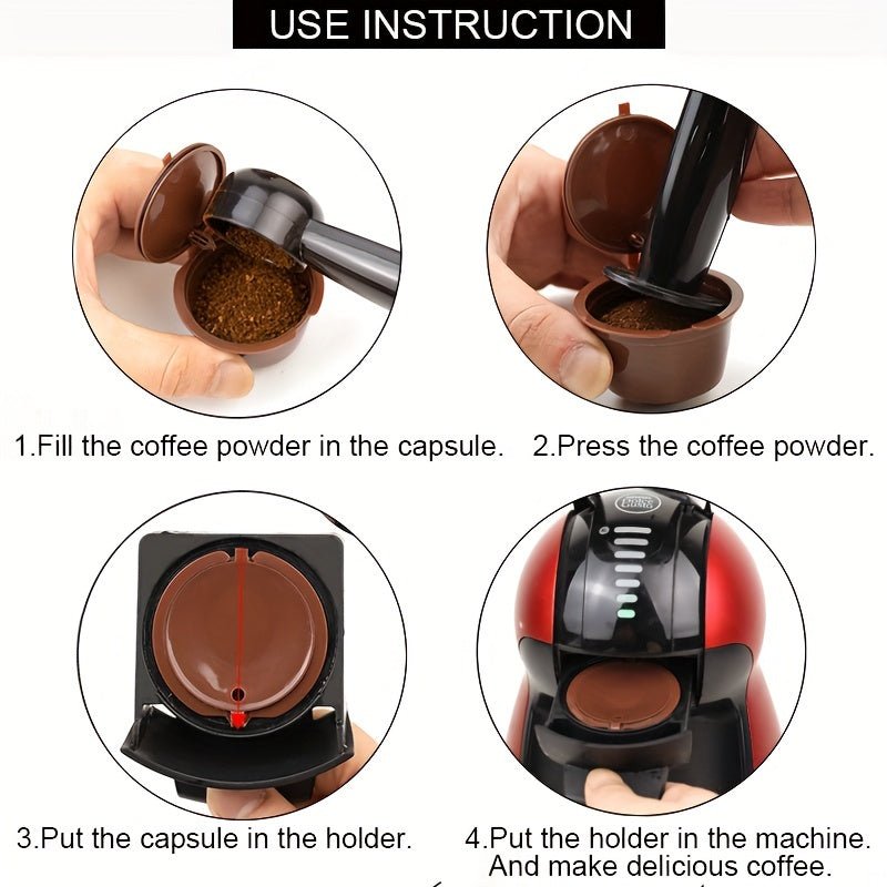 3Pcs Fit For Dolce Gusto Coffee Filter Cup Reusable Coffee Capsule Filters For With Spoon Brush - HazMarket