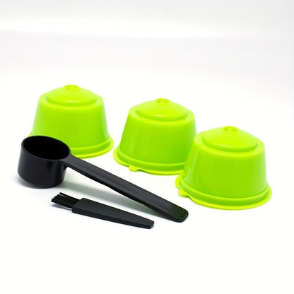 3Pcs Fit For Dolce Gusto Coffee Filter Cup Reusable Coffee Capsule Filters For With Spoon Brush - HazMarket