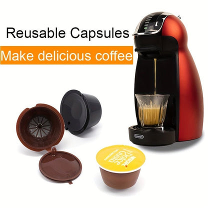 3Pcs Fit For Dolce Gusto Coffee Filter Cup Reusable Coffee Capsule Filters For With Spoon Brush - HazMarket