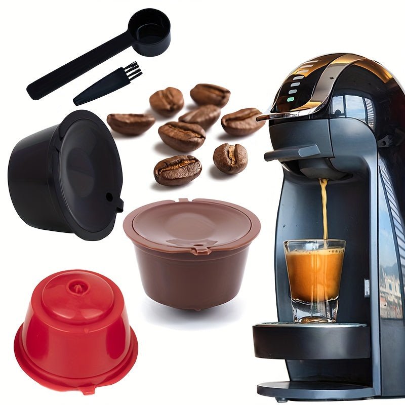 3Pcs Fit For Dolce Gusto Coffee Filter Cup Reusable Coffee Capsule Filters For With Spoon Brush - HazMarket