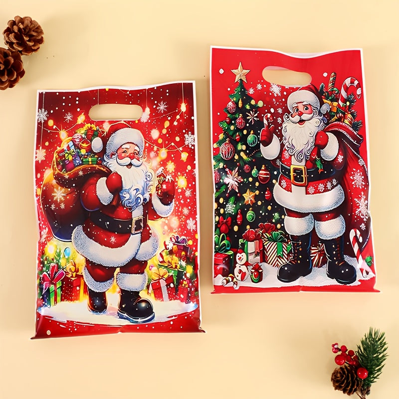 50pcs Vintage Santa Claus Christmas Gift Bags with Handles